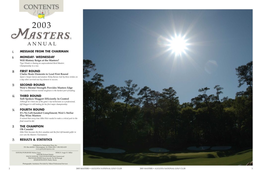 Masters Annual Inside Page